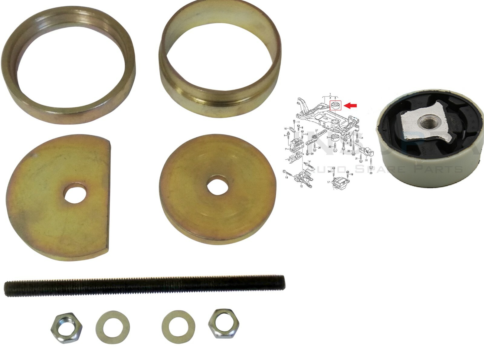 VW VAG Engine Mount Subframe Removal Puller Bush Pendulum Dog Bone Tool