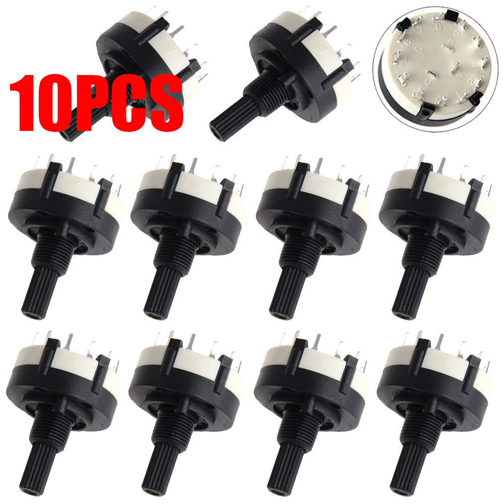 10PCS AC 125V RS26 1 Pole Position 12 Switch band Rotary channel Thread Plastic*