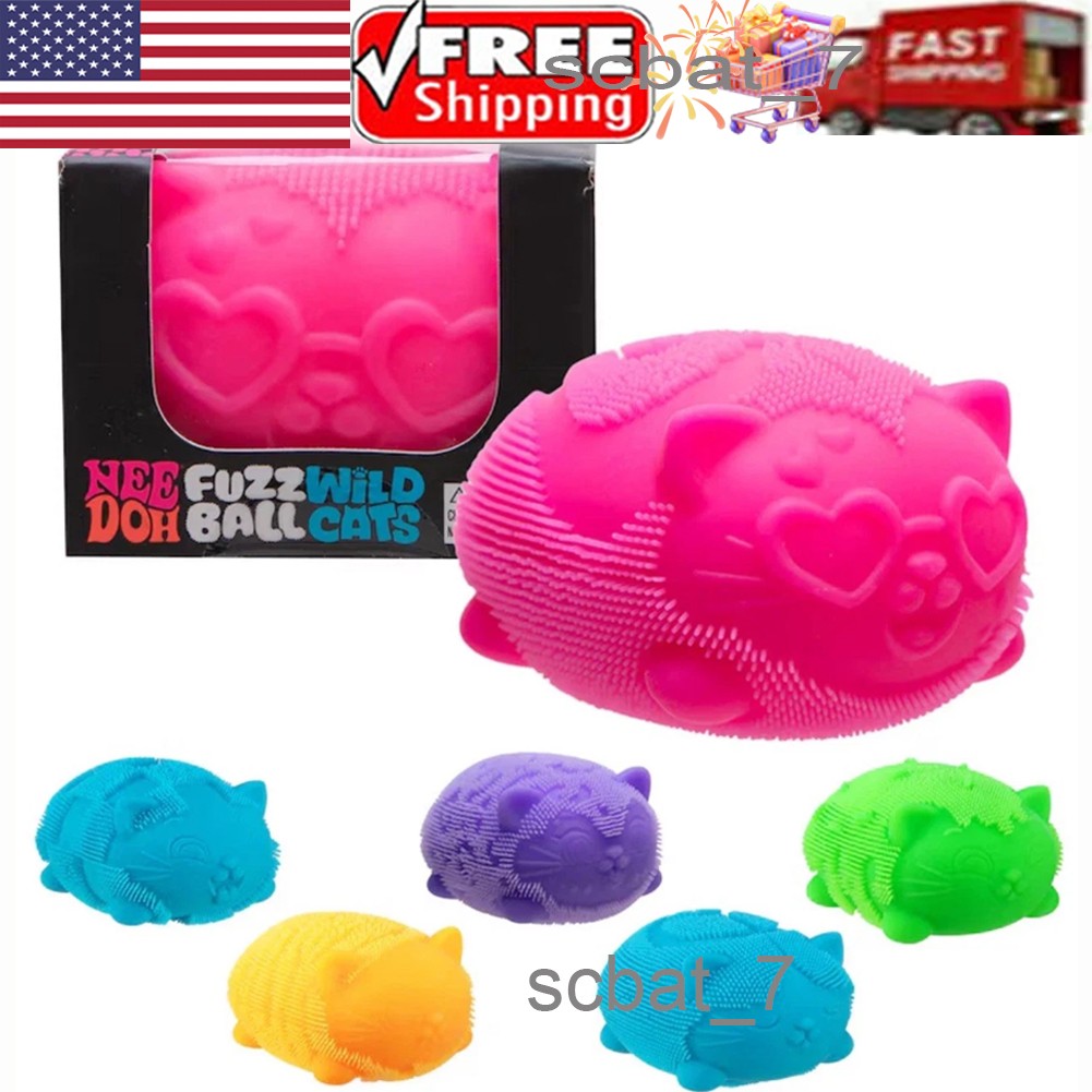 NeeDoh Fuzz Ball Wild Cats Stress Relief Squeeze Fidget Toys Sensory Toys Gifts