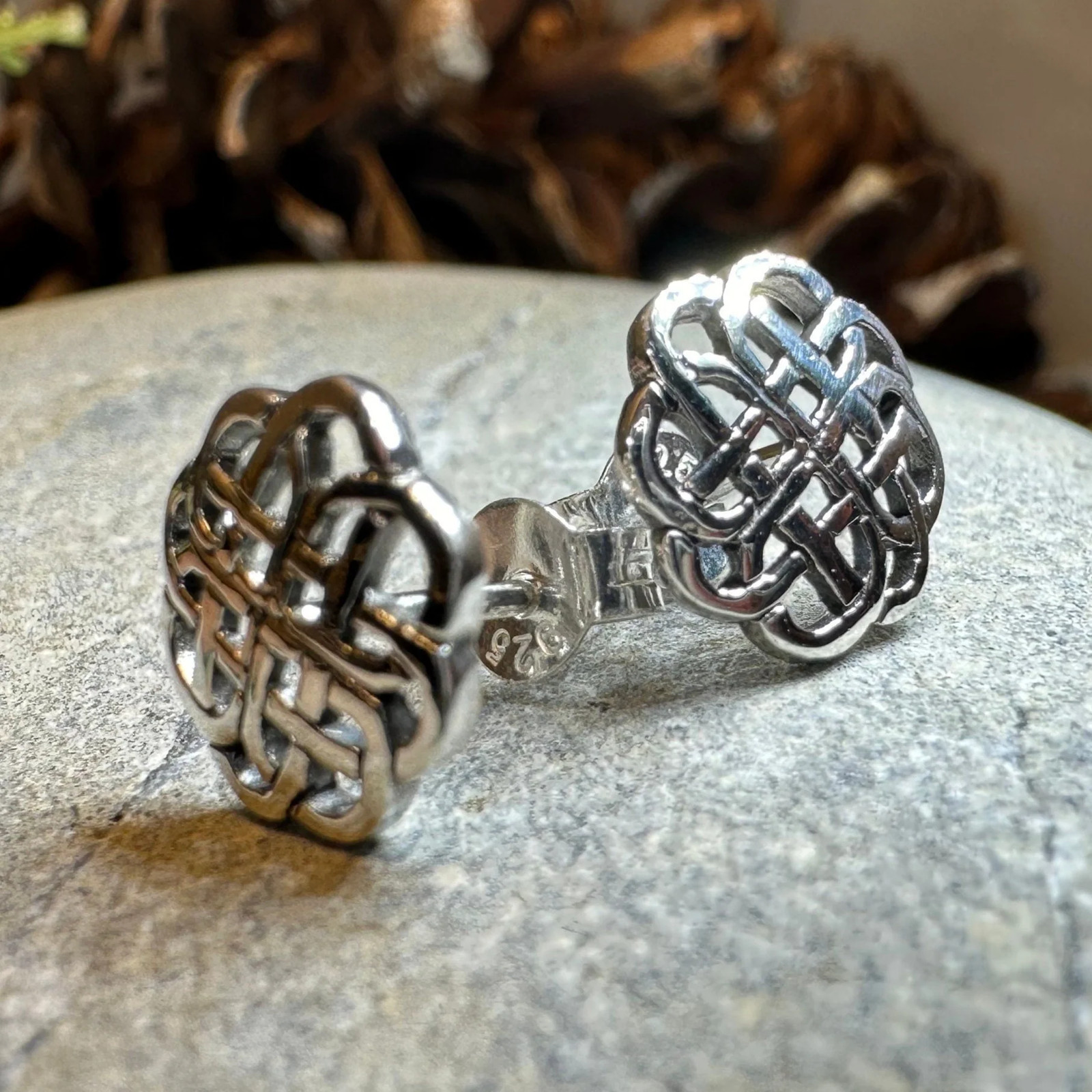 Celtic Knot Earrings Irish Scottish Welsh Ladies Post Back Stud Earrings 925