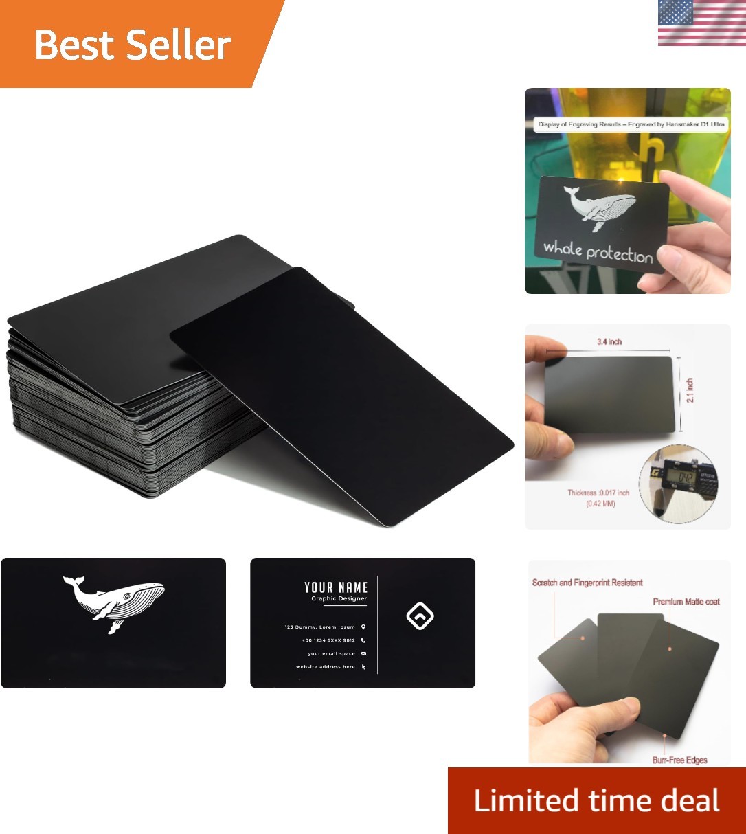 50 Pcs Metal Business Card Blanks Laser Engraving  Aluminum Sheet Multipurpos...
