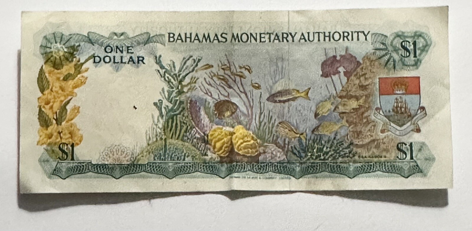 BAHAMAS $1 One Dollar  1968 Monetary Authority Banknote Q317340