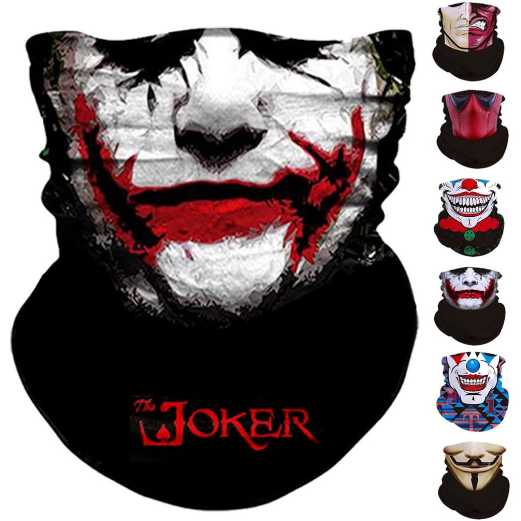 Skull Clown Joker Neck Gaiter Face Cover UV Protection Breathable Cooling Scarf