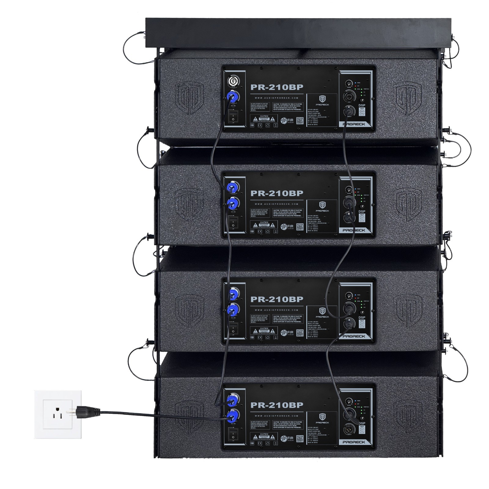 PRORECK Dual 10in Full Range 8000W Powered Line Array Speaker*4 With Frame