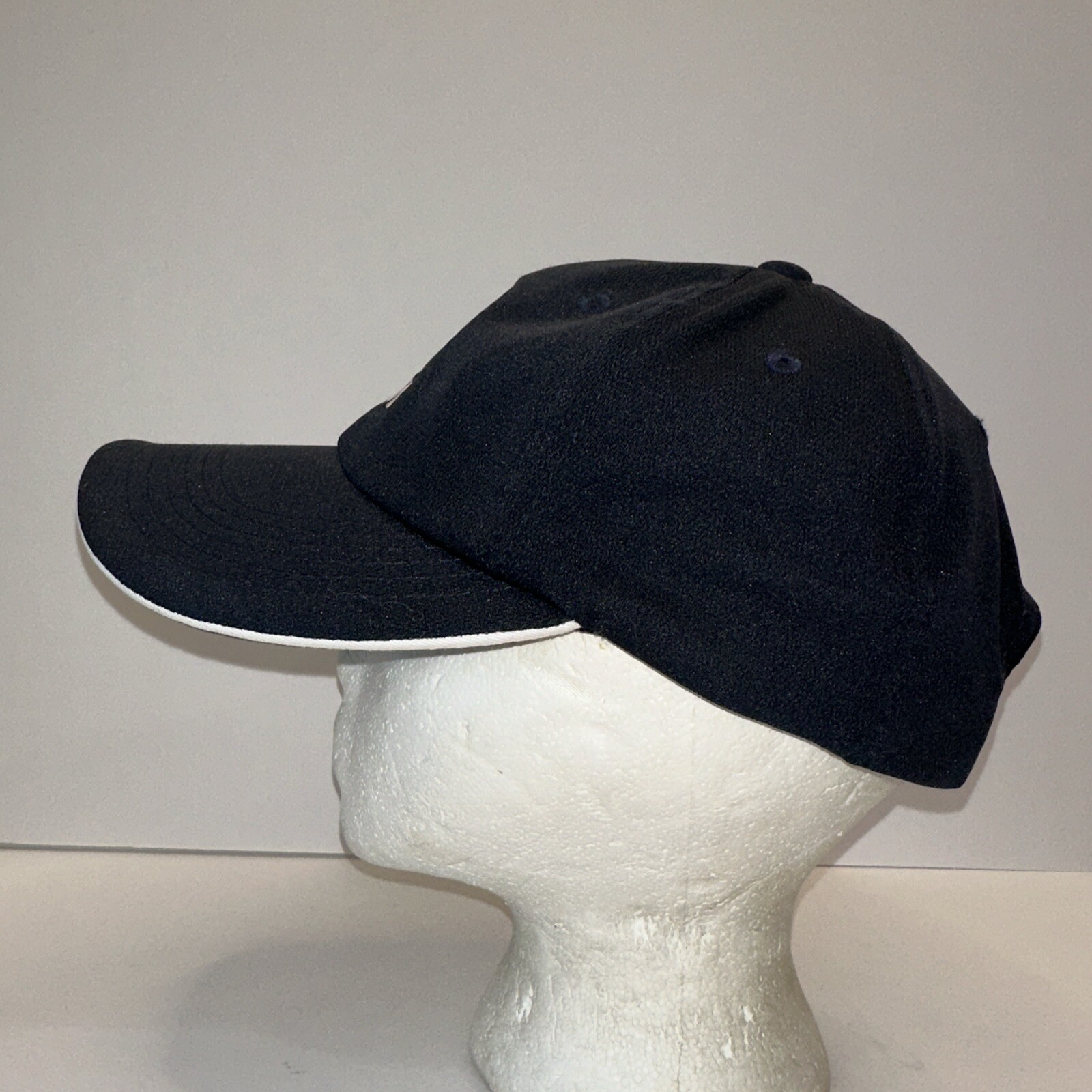 O Hub Black with White Logo Hat Cap White Bill Edge Hook Loop EUC