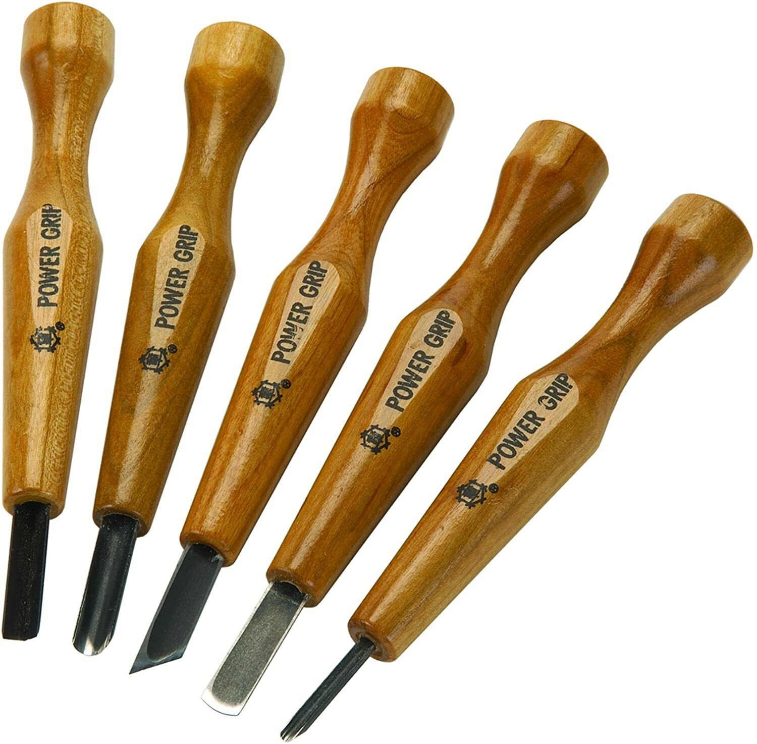 Mikisyo 800053 5pcs Power Grip Wood Carving Tool Kit U V Gouge Chisel Set F/S