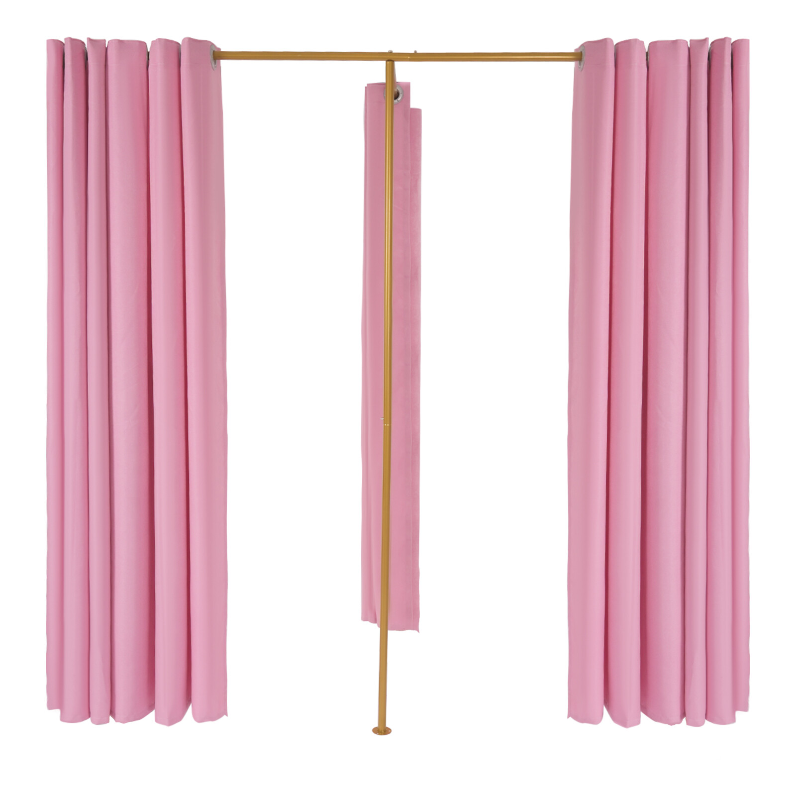 Mobile Fitting Room Portable Dressing Room Frame With Curtain & Hook Double Room