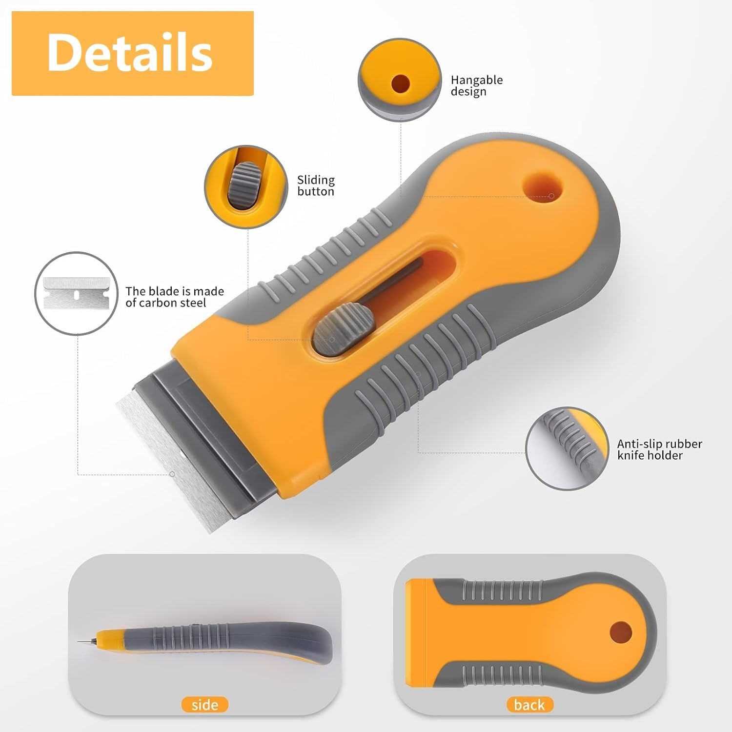 8 Pack Razor Blade Scraper, Retractable Razor Blade Scraper Tool with 120Pcs ...