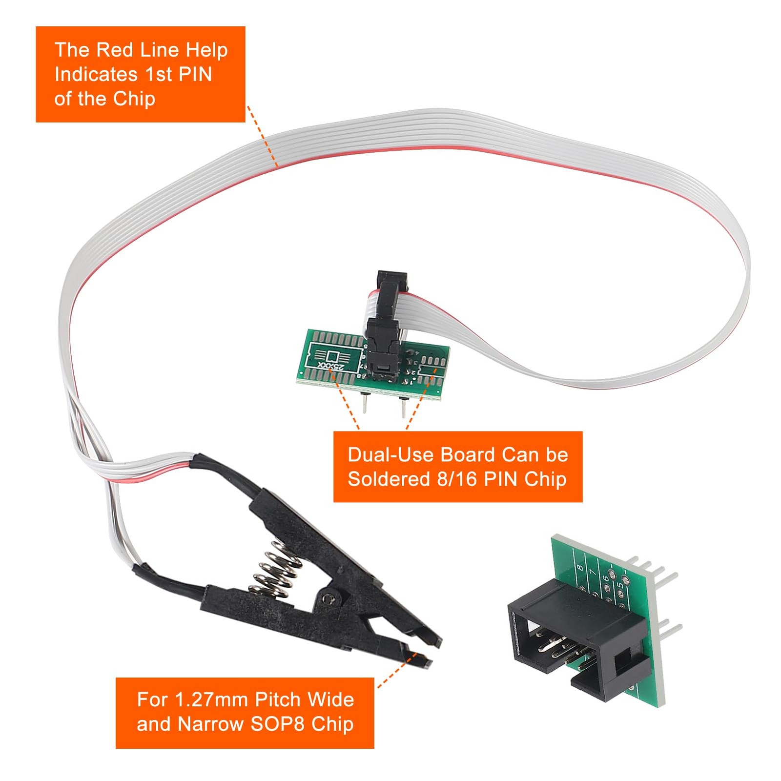 ACEIRMC SOIC8 SOP8 Flash Chip IC Test Clips Socket Adpter Double Clip+ USB
