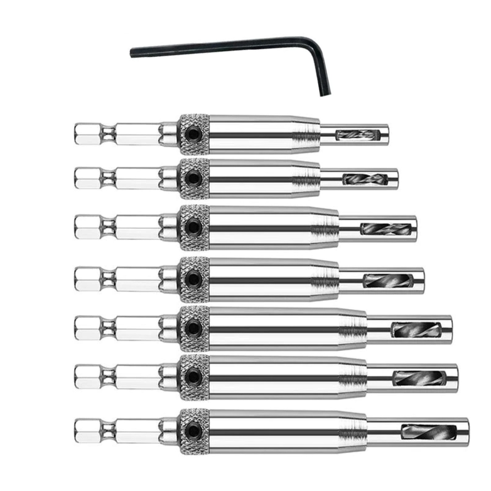 13/64in, 1/4in New Durable Self Centering Hinge Hardware Drill Bit Set Kit