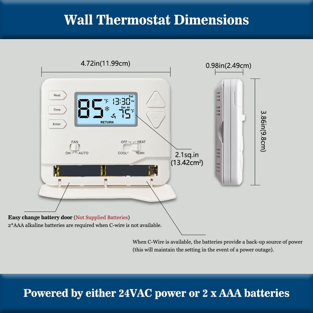 Thermostat Non Programmable Heat Pump Thermostat White