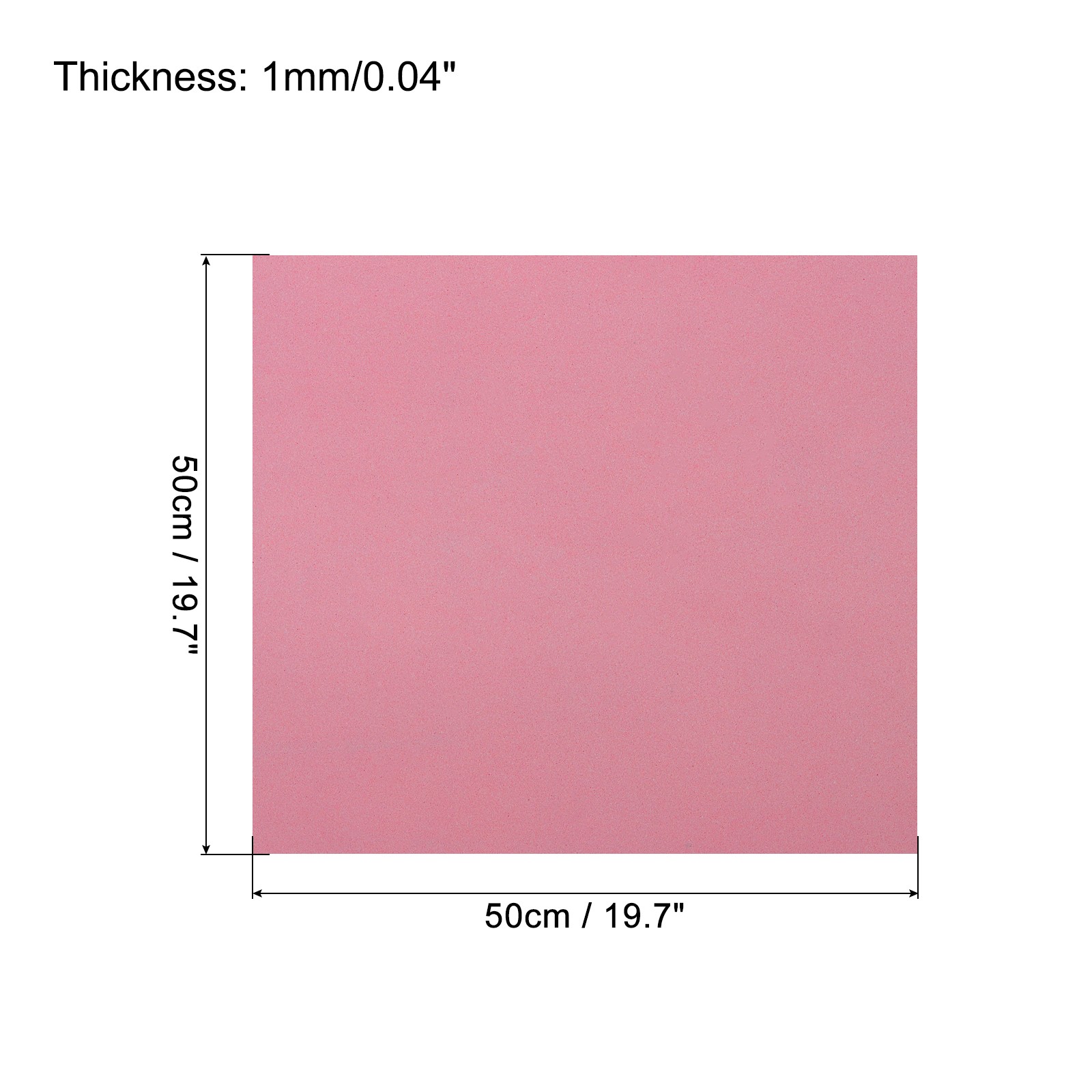 EVA Foam Sheets Light Pink 19.7 Inch x 19.7 Inch 1mm Thick Crafts Sheets 5Pcs
