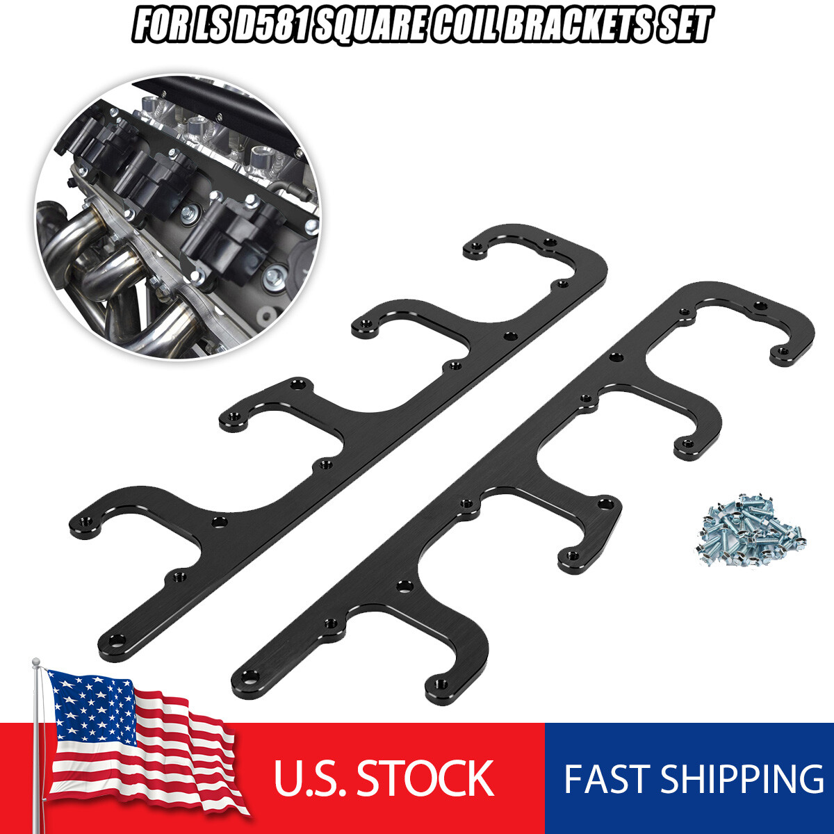 LS Spark Plug Coil Brackets Aluminum for D581 Square Coils 4.8 5.3 5.7 6.0 6.2