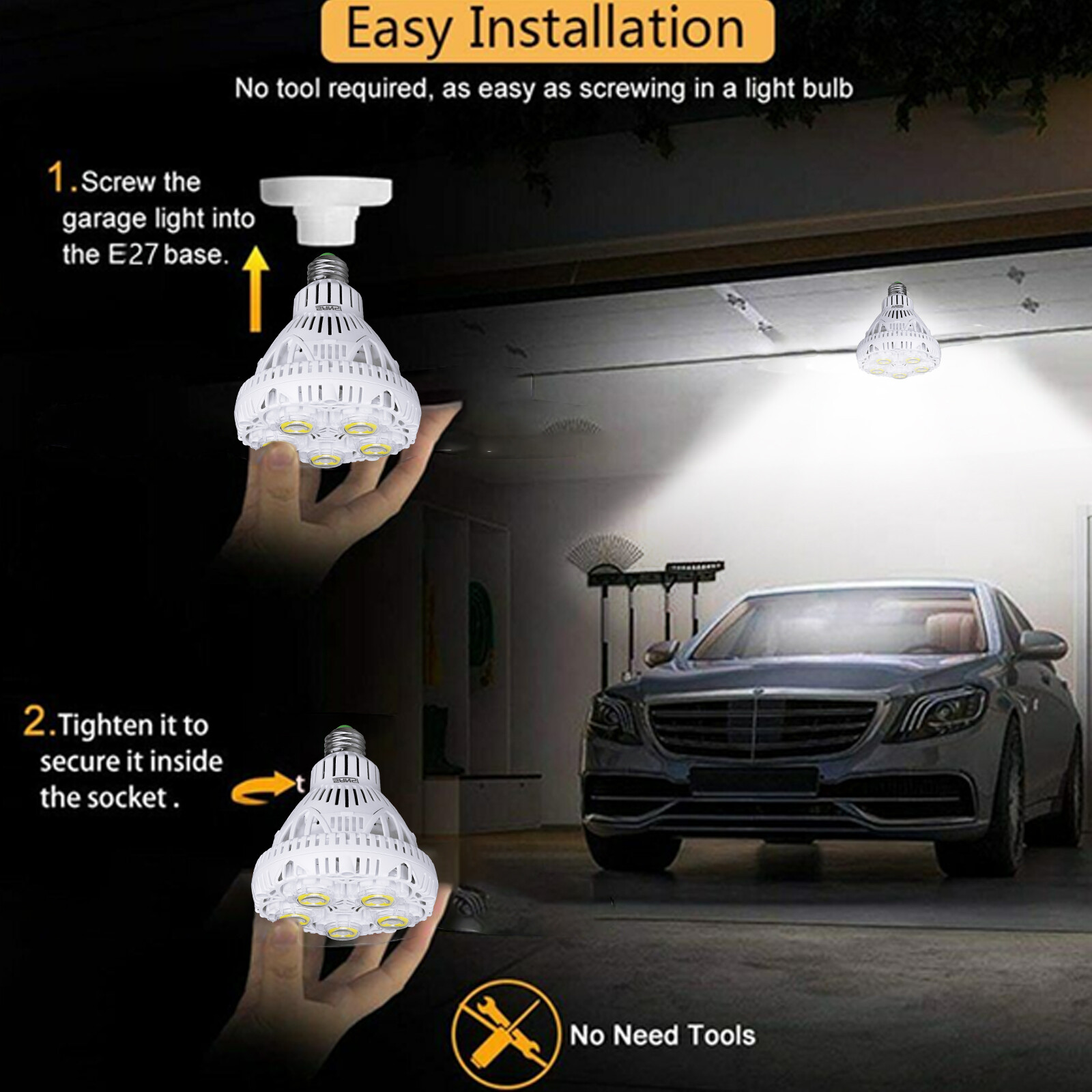 SANSI BR30 LED Spot Light Bulb 300W Floodlight 5000K Workshop E27 5500lm 40W
