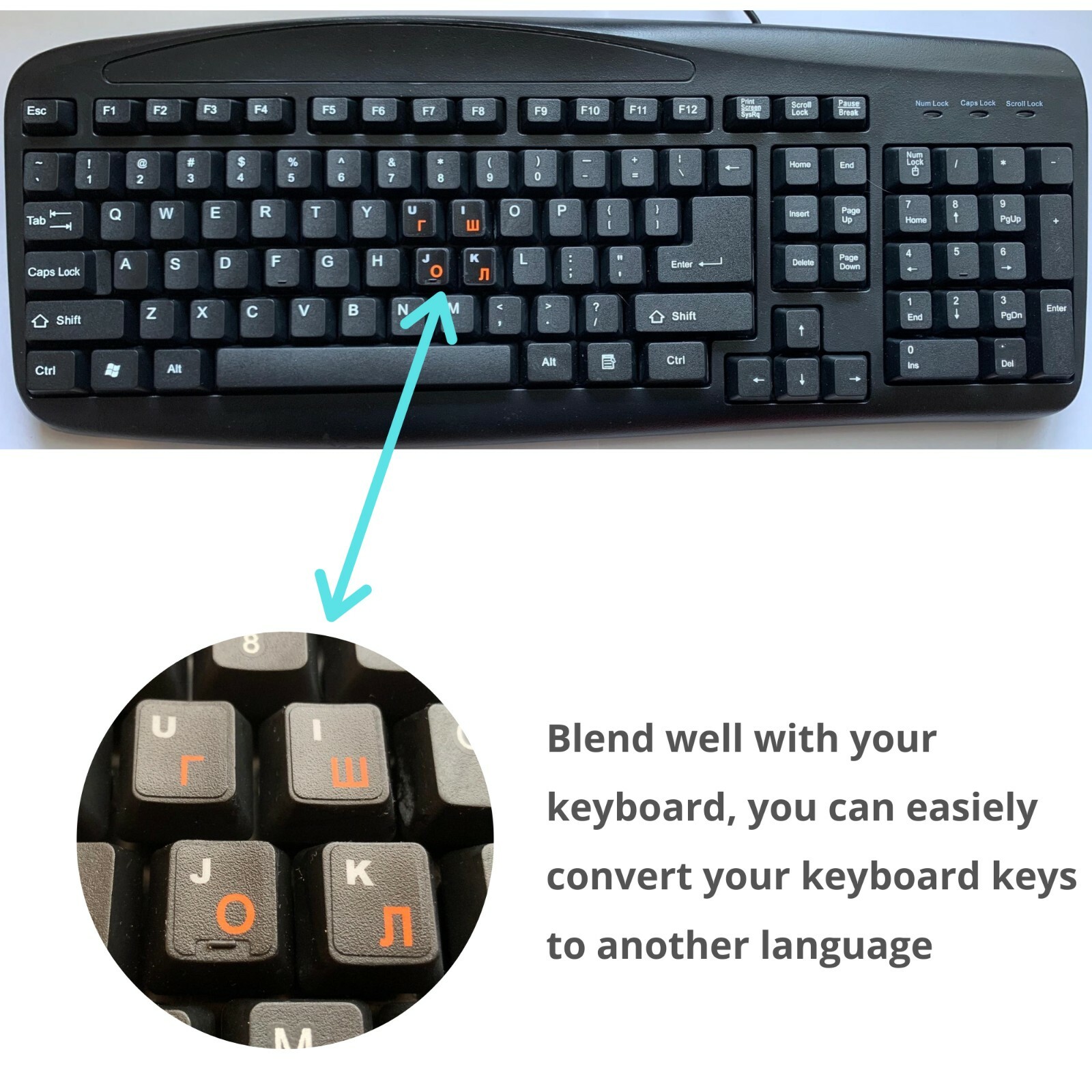 2 PCS Russian keyboard stickers Waterproof Replacement Computer Laptop Orange