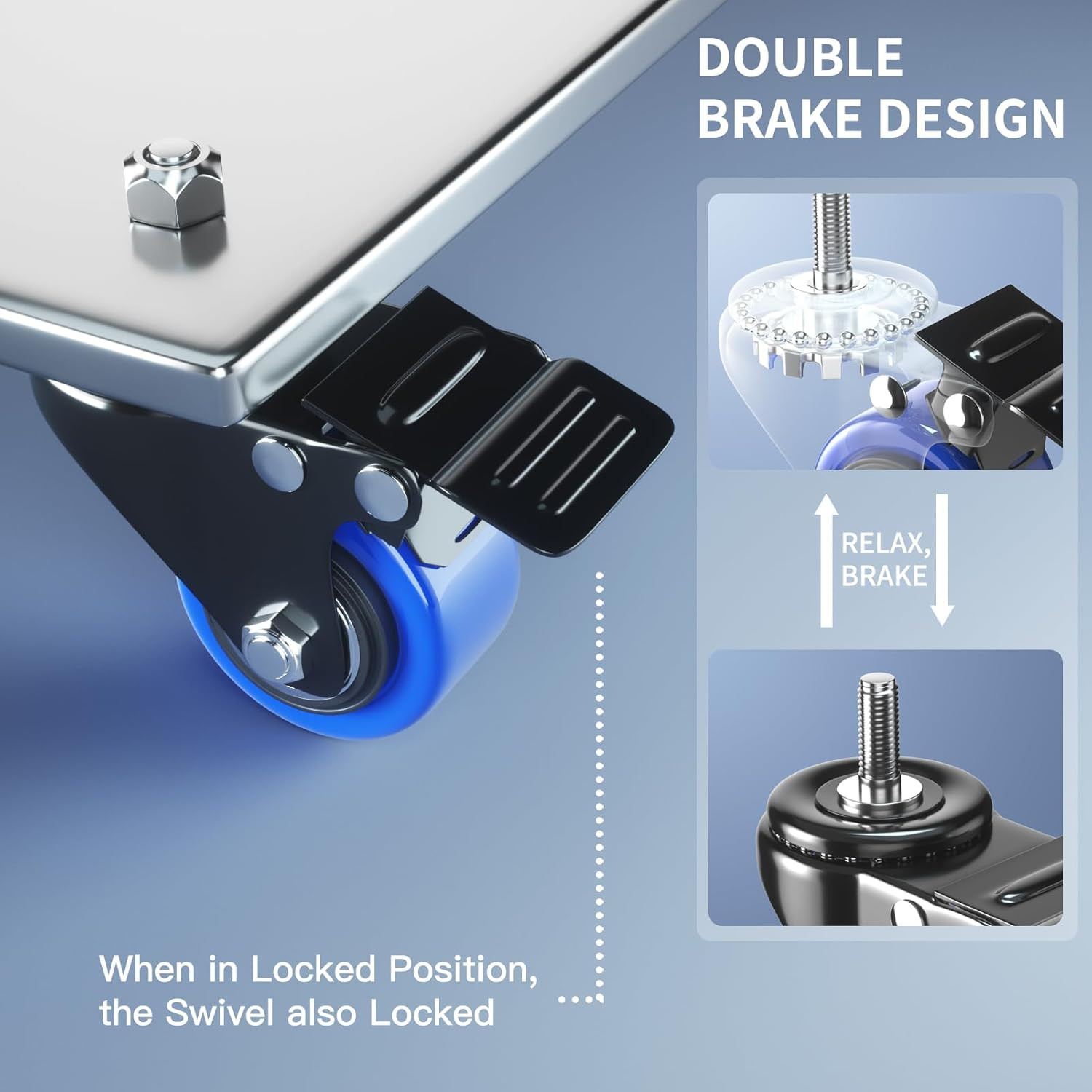Stem Caster Wheels 2 Inch Heavy Duty, Swivel Threaded Stem Mount Casters Set ...