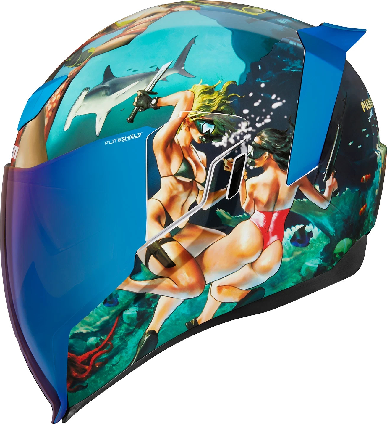 Icon Airflite Pleasuredome 4 Motorcycle Helmet - Blue - Size XS X-SMALL - *READ*