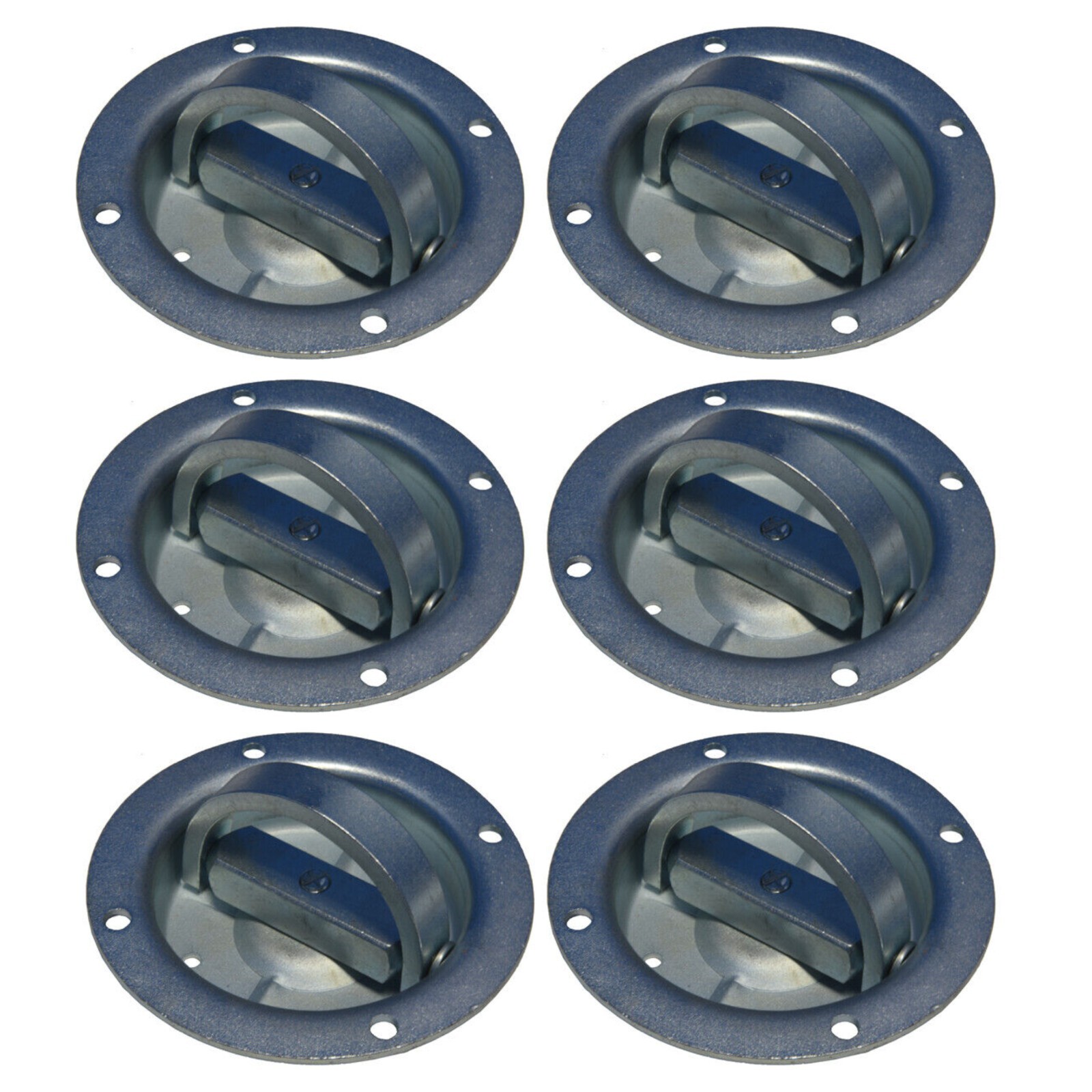 (6 Qty) Recessed Full 360 Swivel 6000# Rated D Ring Tie Down w/ Drain Holes