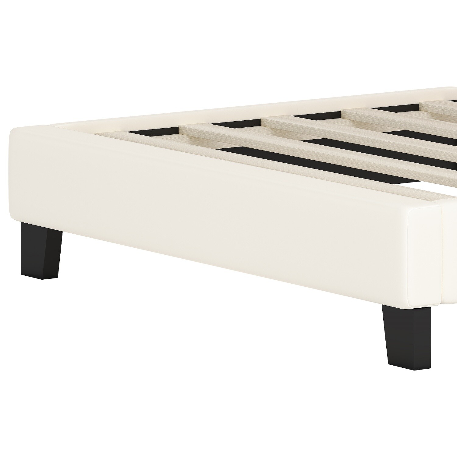 Twin/Full Size Bed Frame PU Upholstered Platform Bed w/ Headboard