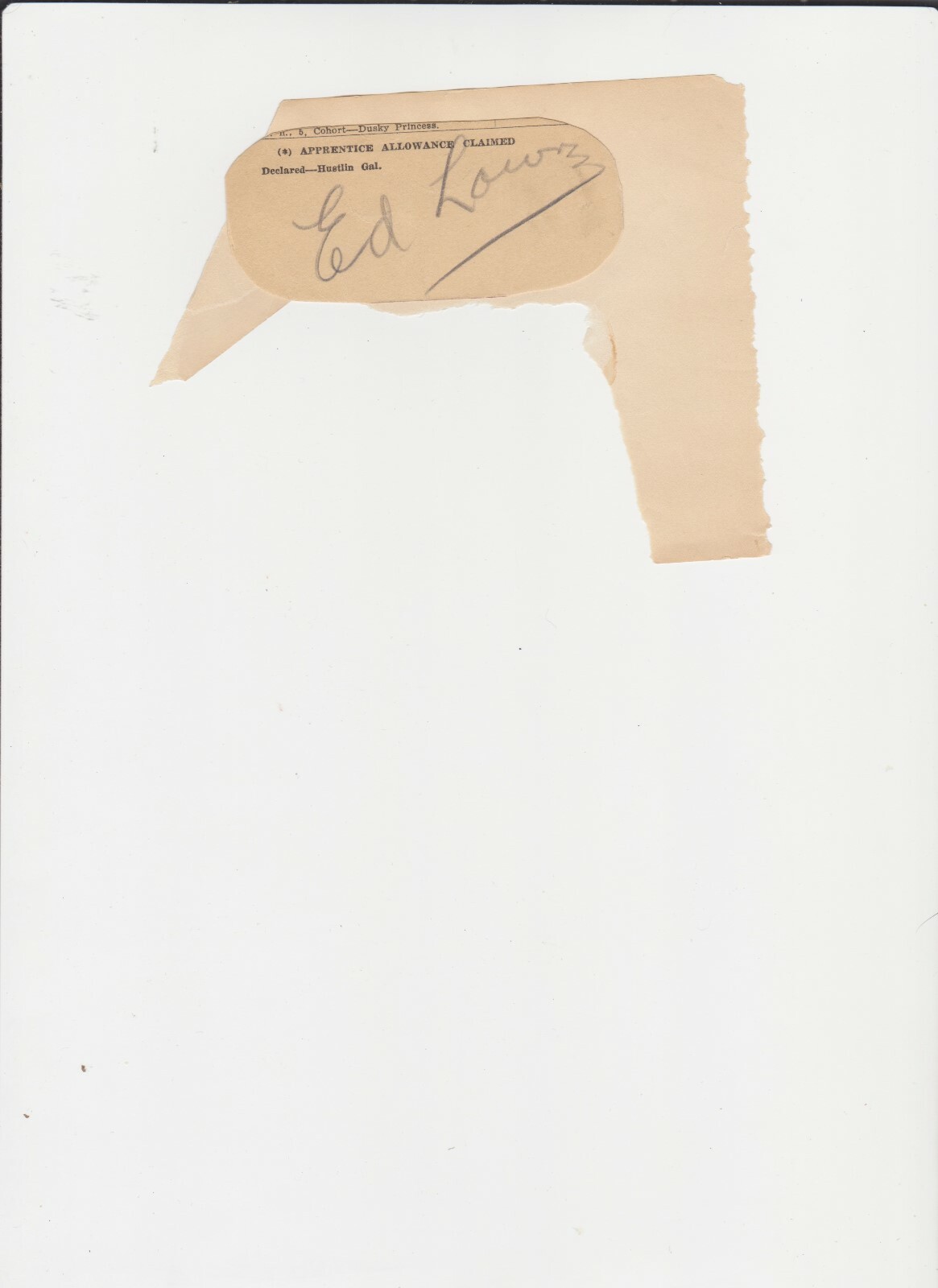 ED LOWEY ACTOR AUTOGRAPH ON ENEVELOPE CORNER