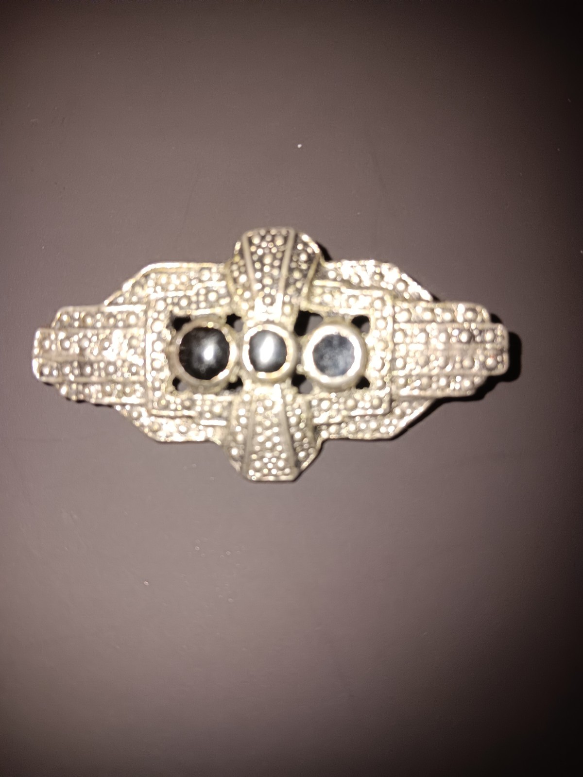vintage silberson markasit schwarzer onyz brooche