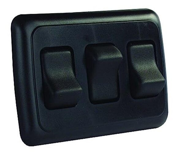 12245 Triple SPST On-Off Switch with Bezel Black