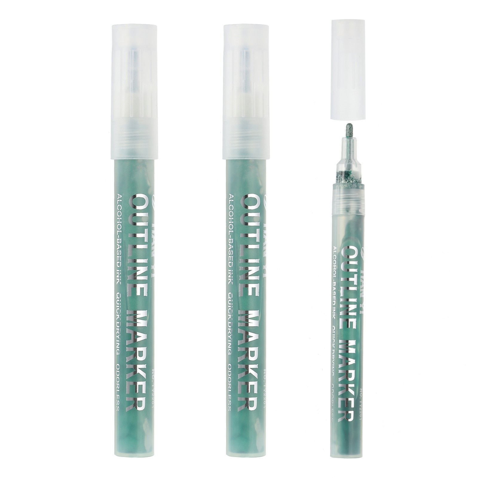 Metallic Marker Pens 3 Pack Paint Pens Medium Point Colored Markers, Green
