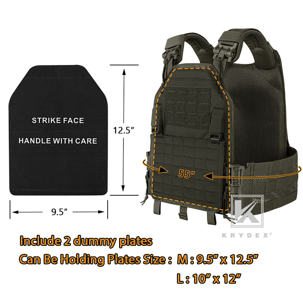 KRYDEX Tactical Plate Carrier Quick Release MOLLE Panel with Clip Ranger Green