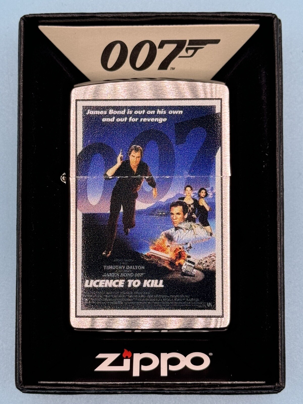 James Bond 007 Licence To Kill Chrome Zippo Lighter NEW In Box Rare License