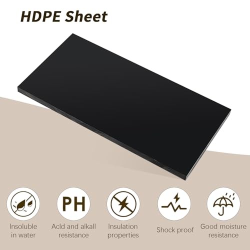 2 Pcs HDPE Plastic Sheet, HDPE Sheet 1/2" Thick, Size 6" x 12", High Density