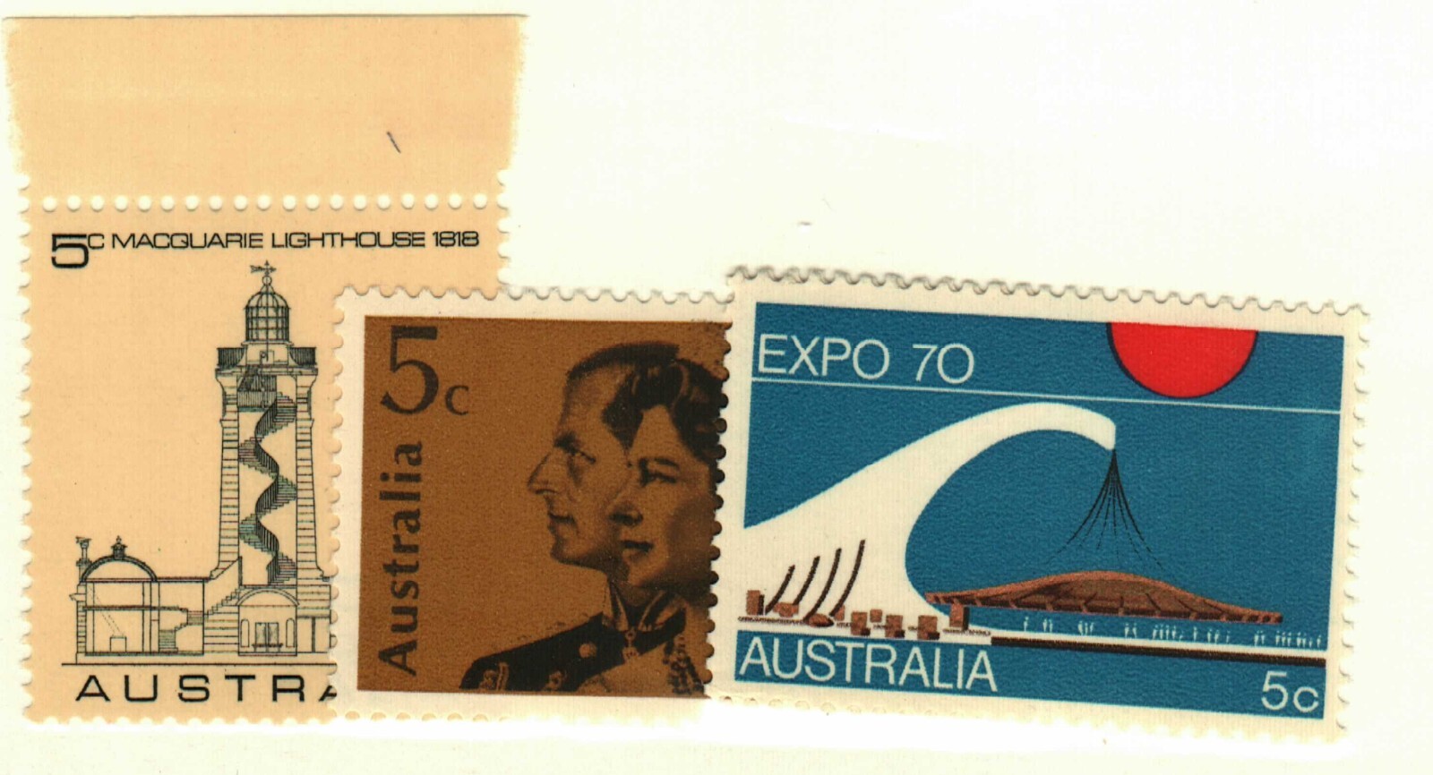 Australia #458, 472, 474 MH Expo'70
