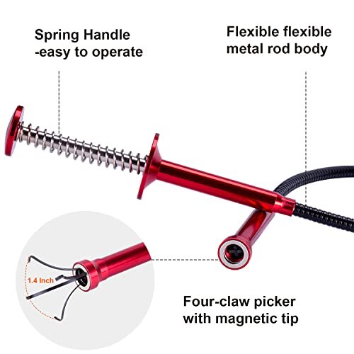 Flexible Magnetic Pickup Tool, 24'' Four Claw Grabber Tool for Engine Bay/Sink