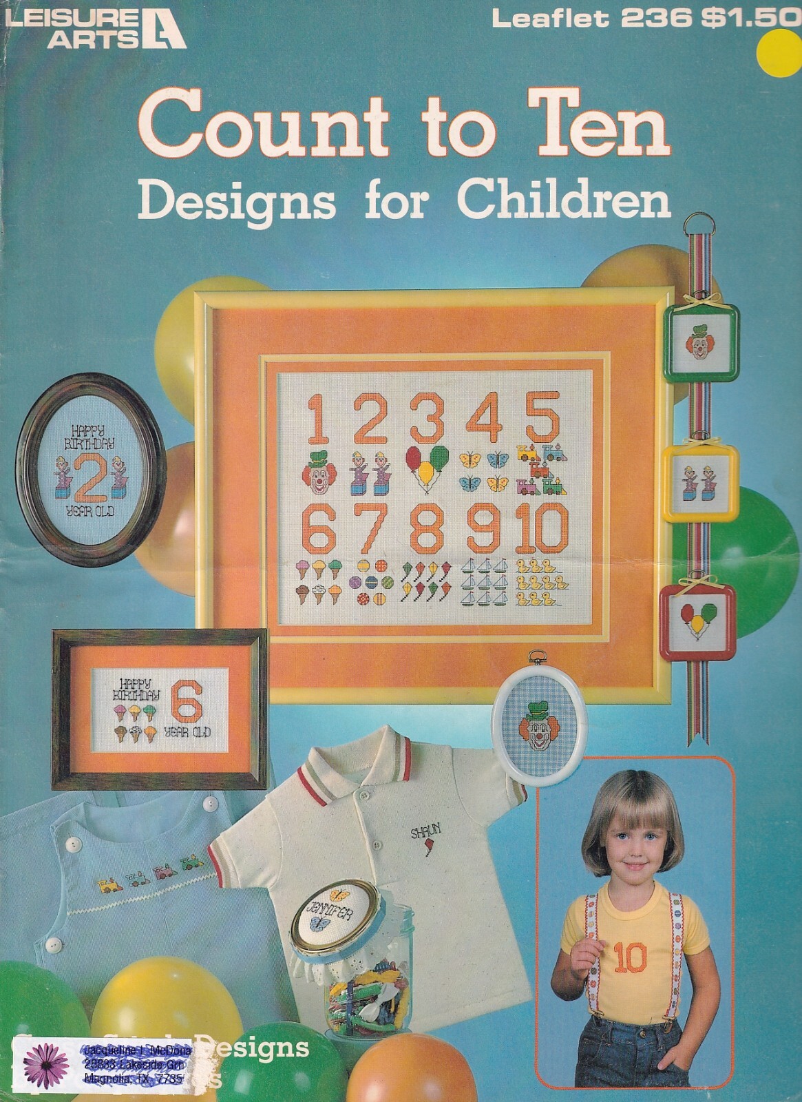 Cross Stitch Pattern COUNT TO TEN Designs for Children Leisure Arts Leaflet 236