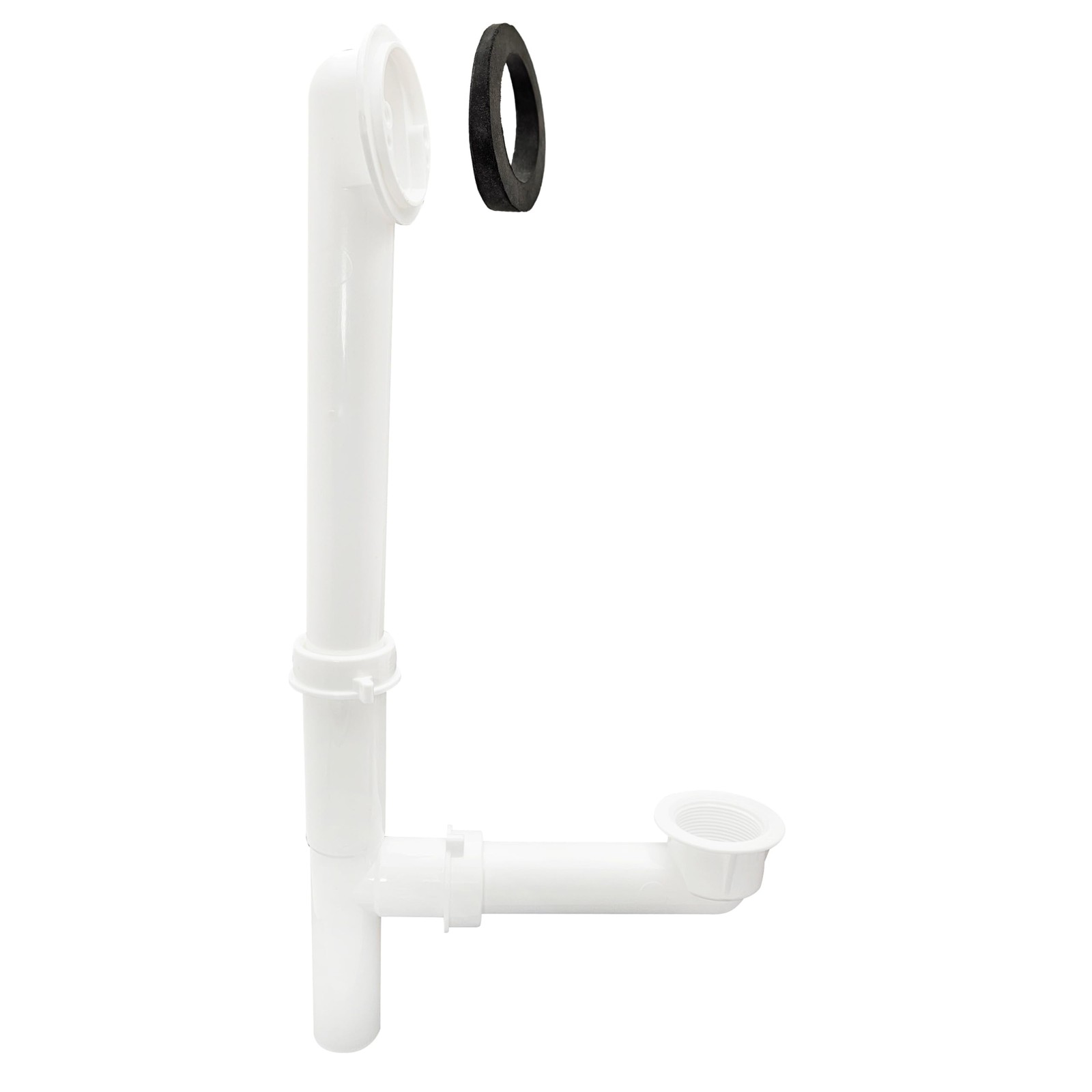 Y593244CP White Tubular Tip-Toe Bath Waste and Overflow Assembly, Polished Ch...