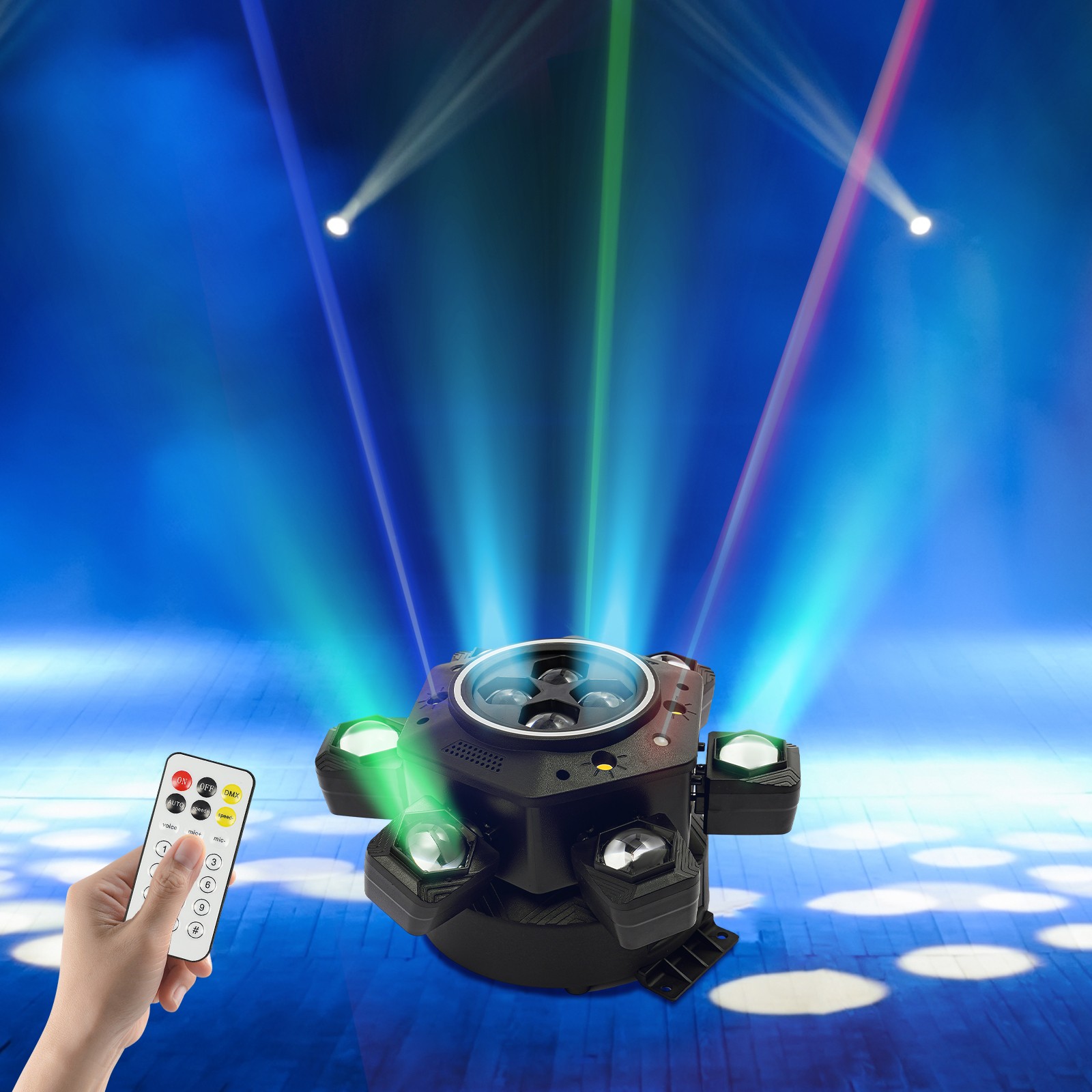 120W RGBW Stage Lights 6 Arms DJ Laser Light For Party Disco Club Bar w/ Remote