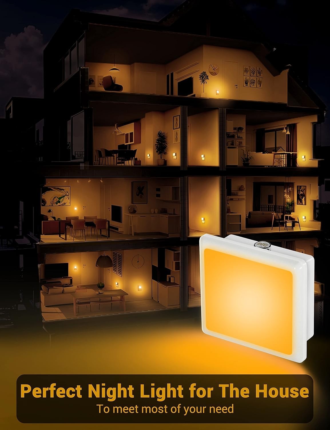 Amber Night Light[2 Pack], Night Lights Plug into Wall, LED Plug in Nightligh...