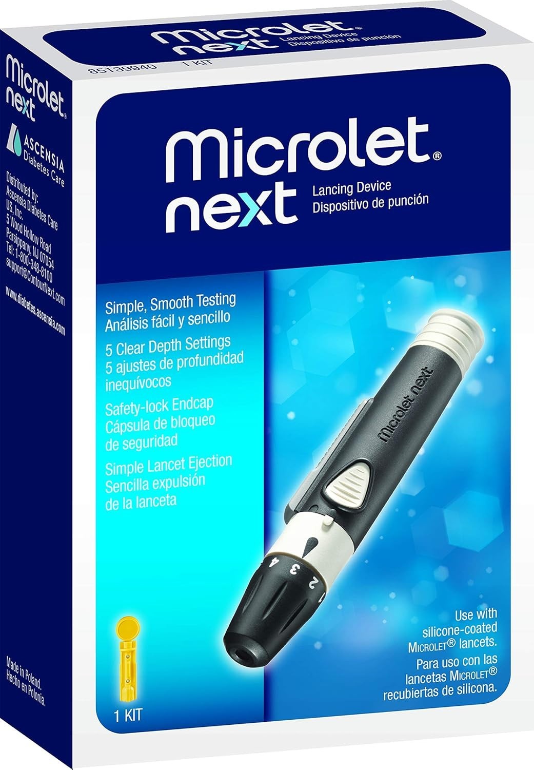 Easy-to-Use MICROLET Next Lancing Device with Locking Endcap & Ejector Function