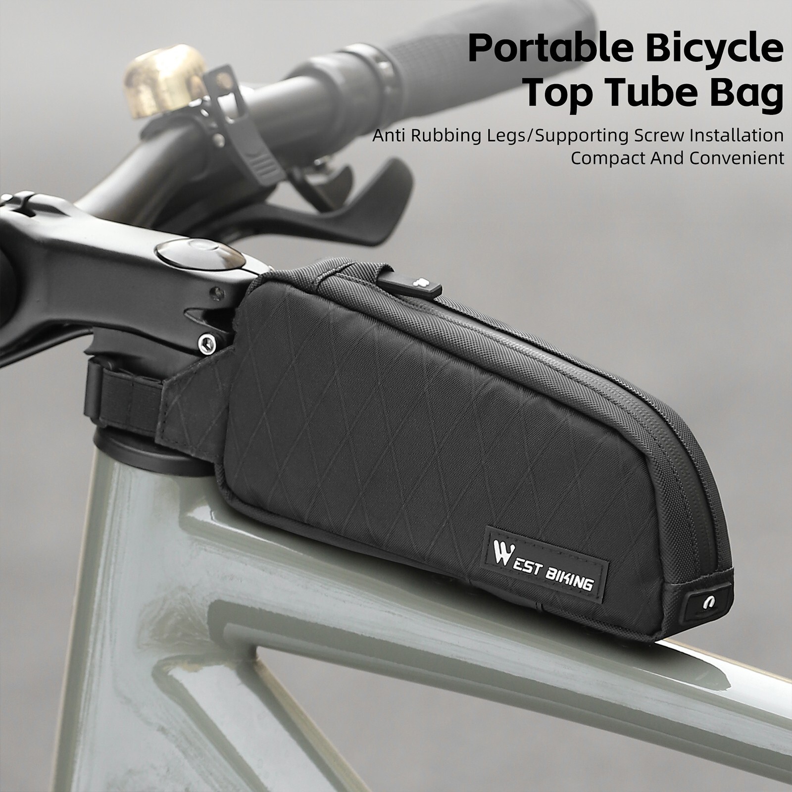 WEST BIKING Portable Bicycle Tube Bag Triangle Bag Strap Screw Fixed Frame Bag