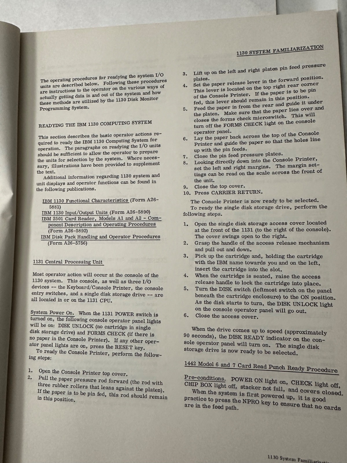 IBM SYSTEMS REFERENCE LIBRARY Original 1130 Disk Mon System USER’S GUIDE- 1968!