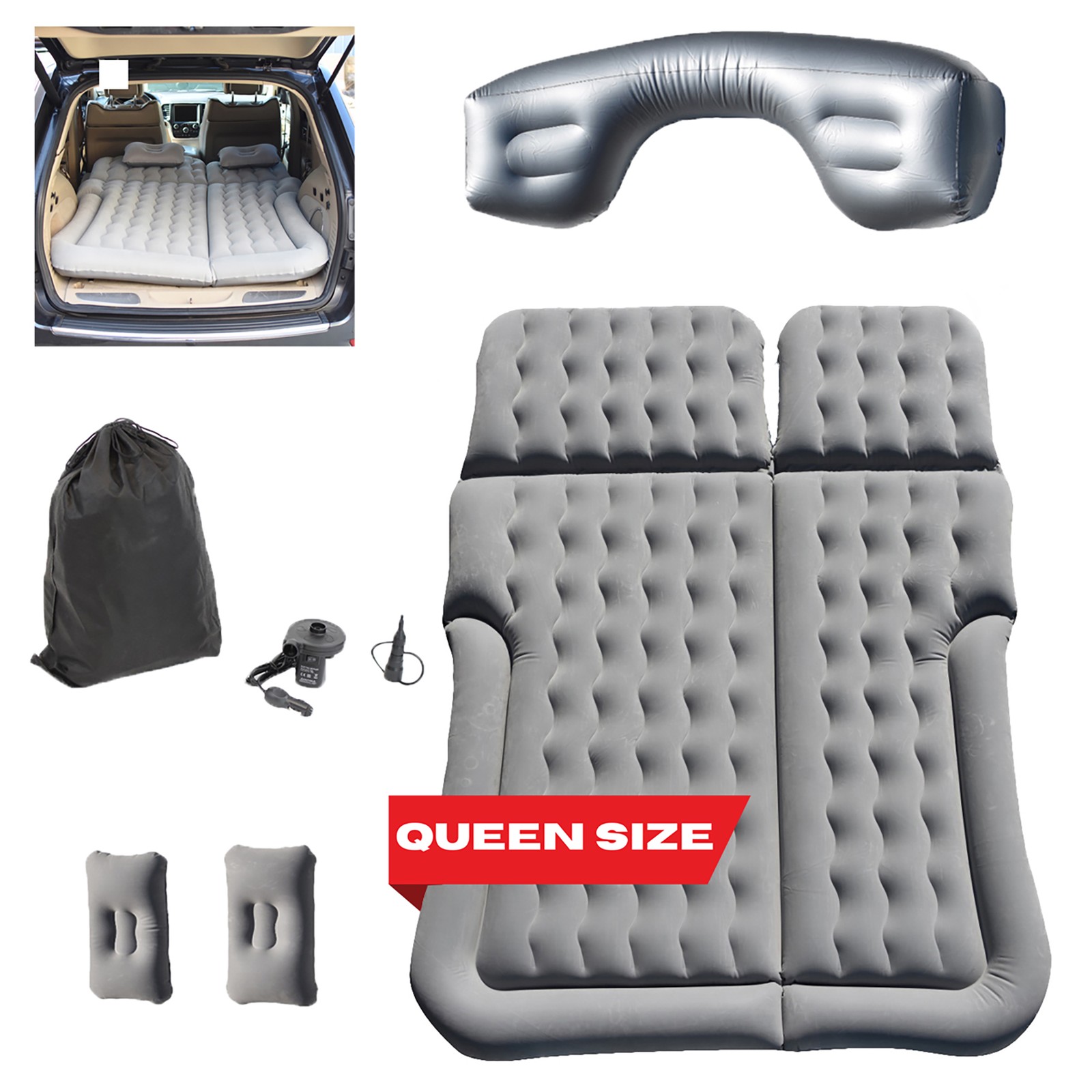 SUV Queen Air Mattress Back Seat Truck Bed Inflatable Pad Blow Up Day Colchones