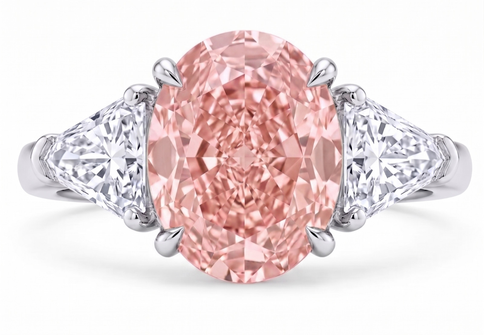 5.00 Ct Certified Oval Shape Natural Pink Diamond Ring VVS1 White Gold Finish