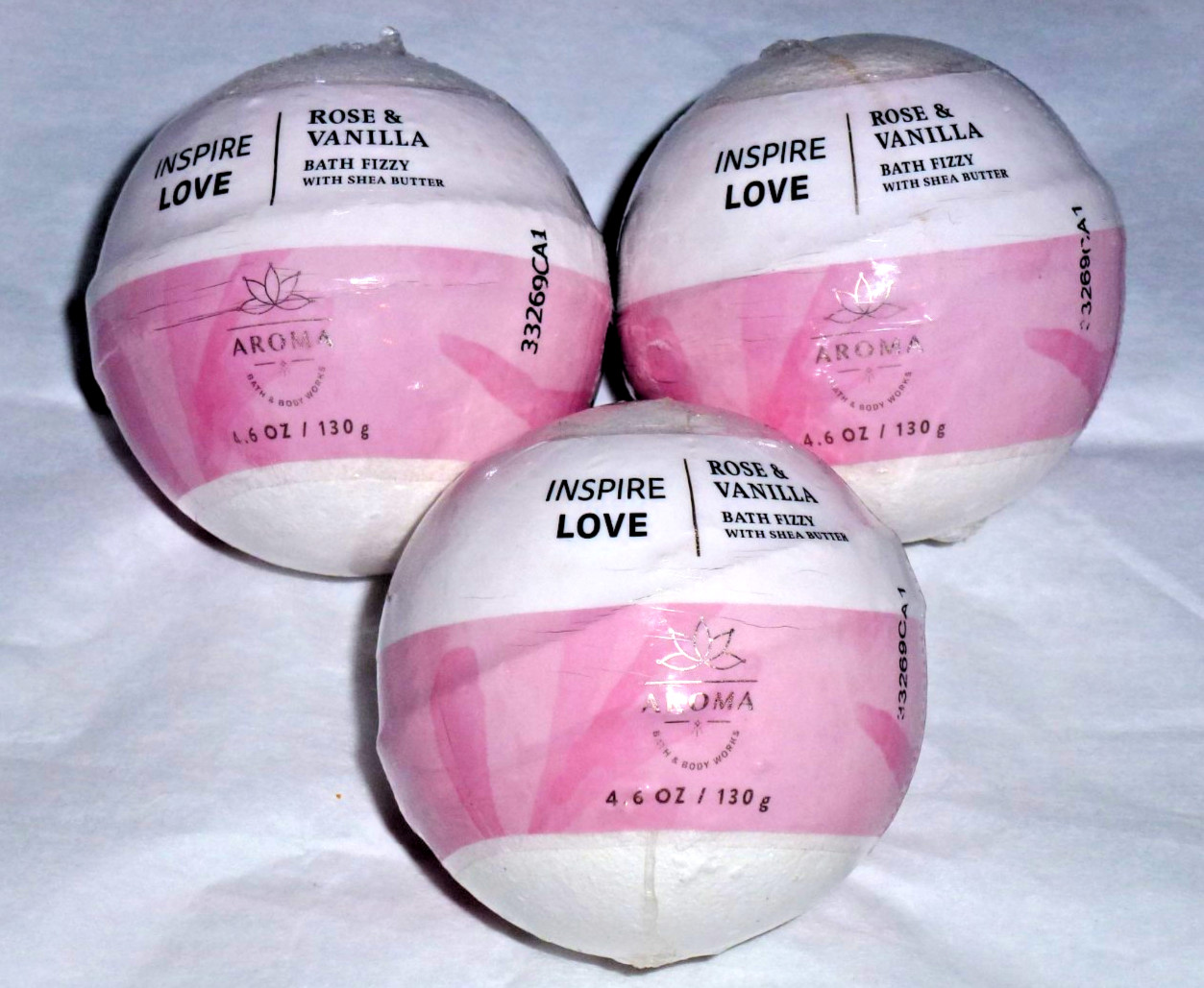 Bath & Body Works INSPIRE LOVE ROSE VANILLA  BATH FIZZY  4.6 oz X 3 - Sealed/New