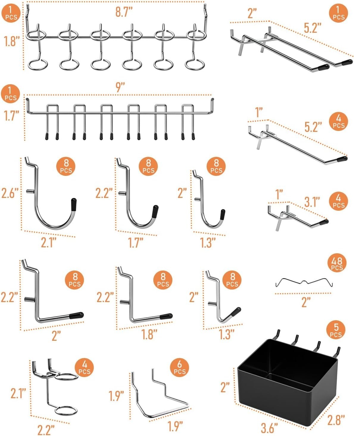 122PCS Pegboard Accessories Organizer Kit, Peg Board Hooks Set with Bins for Han