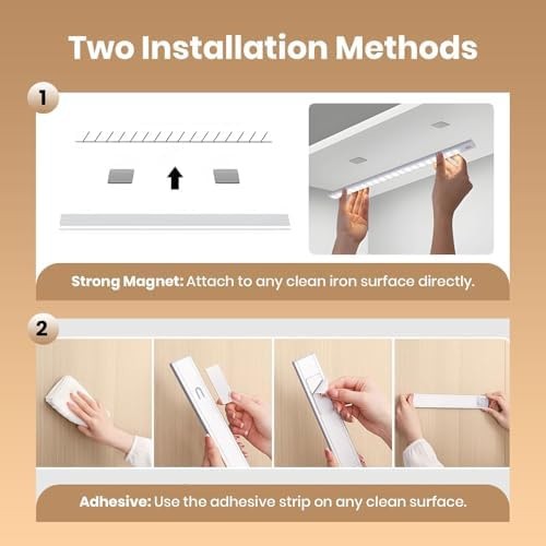 12 Inch Under Cabinet Lighting, 2 Pack 60 LED Motion Sensor Lights, 145LM USB...