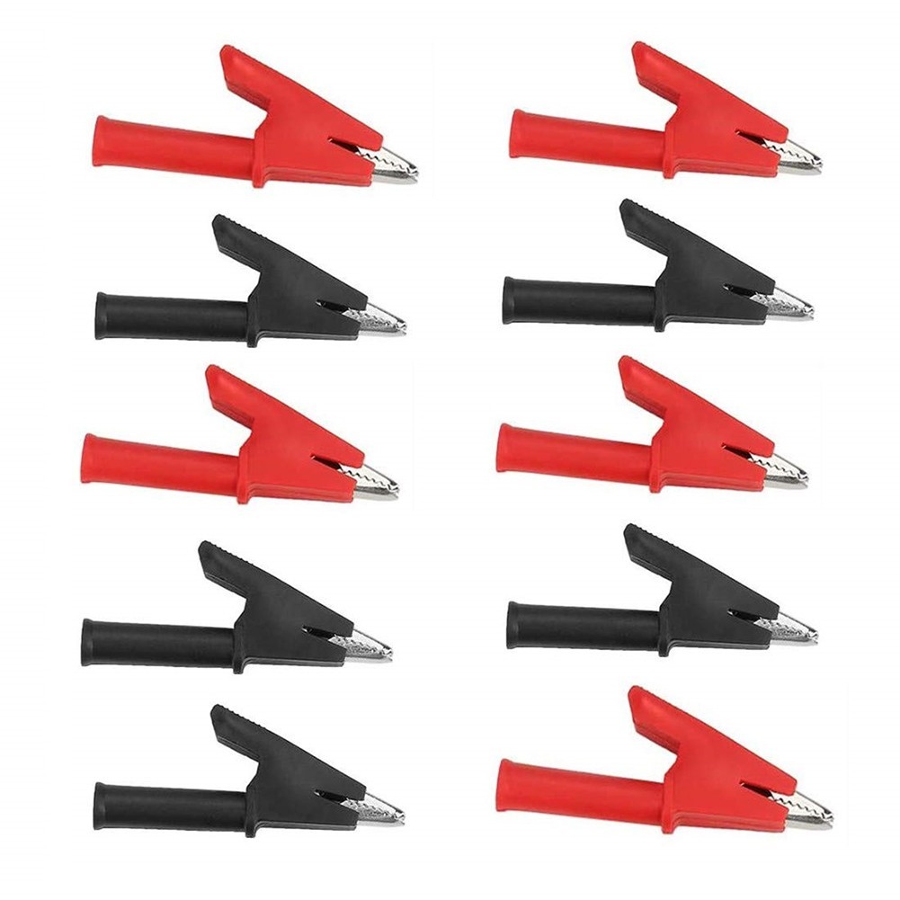 10PCS Fully Insulated Crocodile Clips for Electrical Testing and Jumpers
