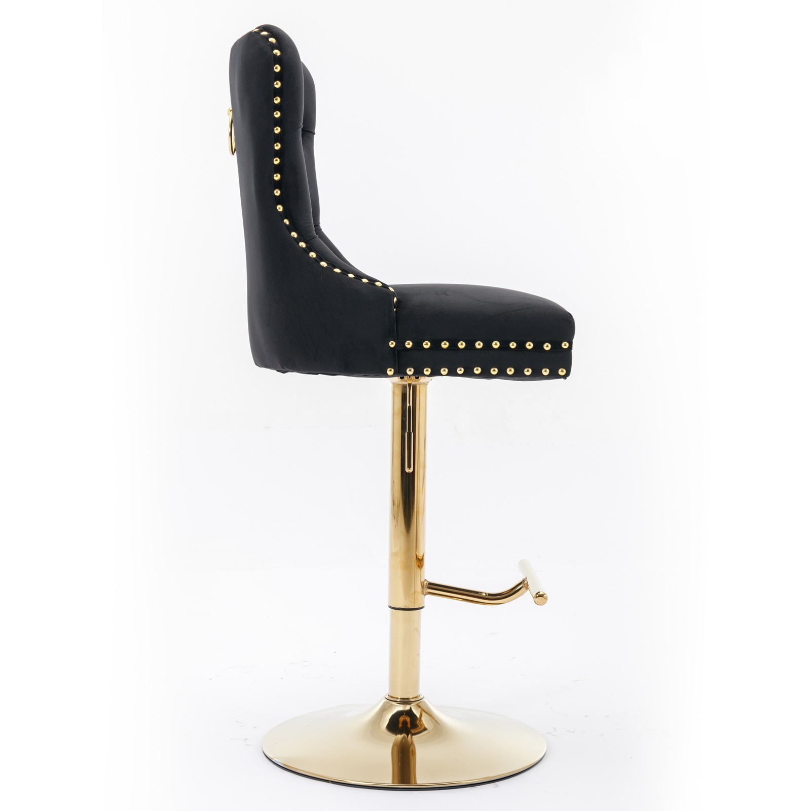 A&A Furniture Golden Swivel Velvet Barstools - Adjustable (27-35"), Tufted