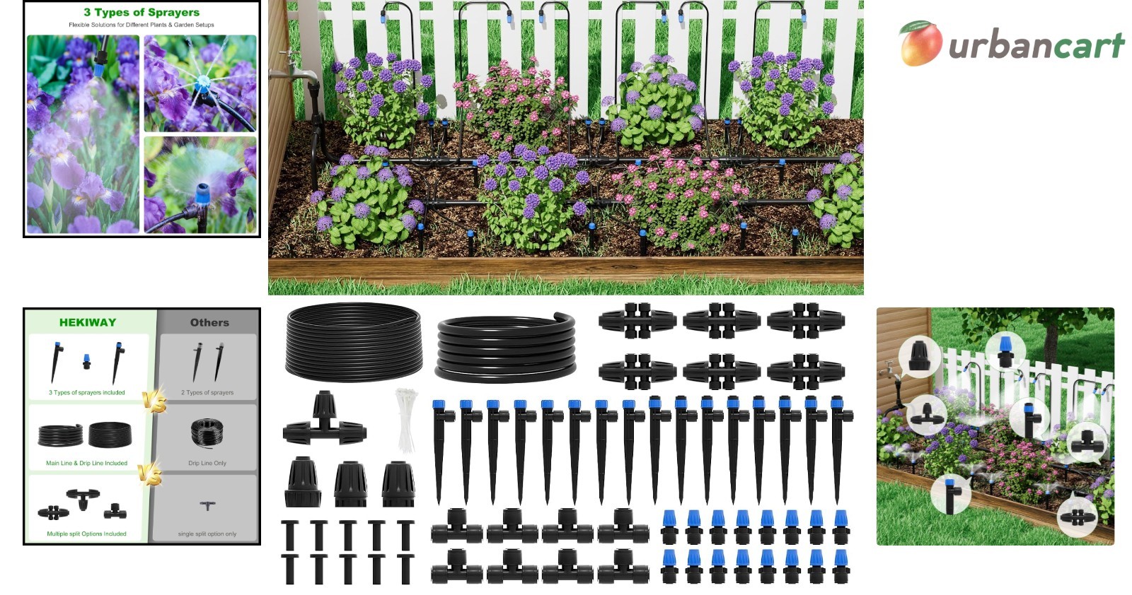256Ft Quick-Connect Drip Irrigation System Kit for Efficient Garden and Green...