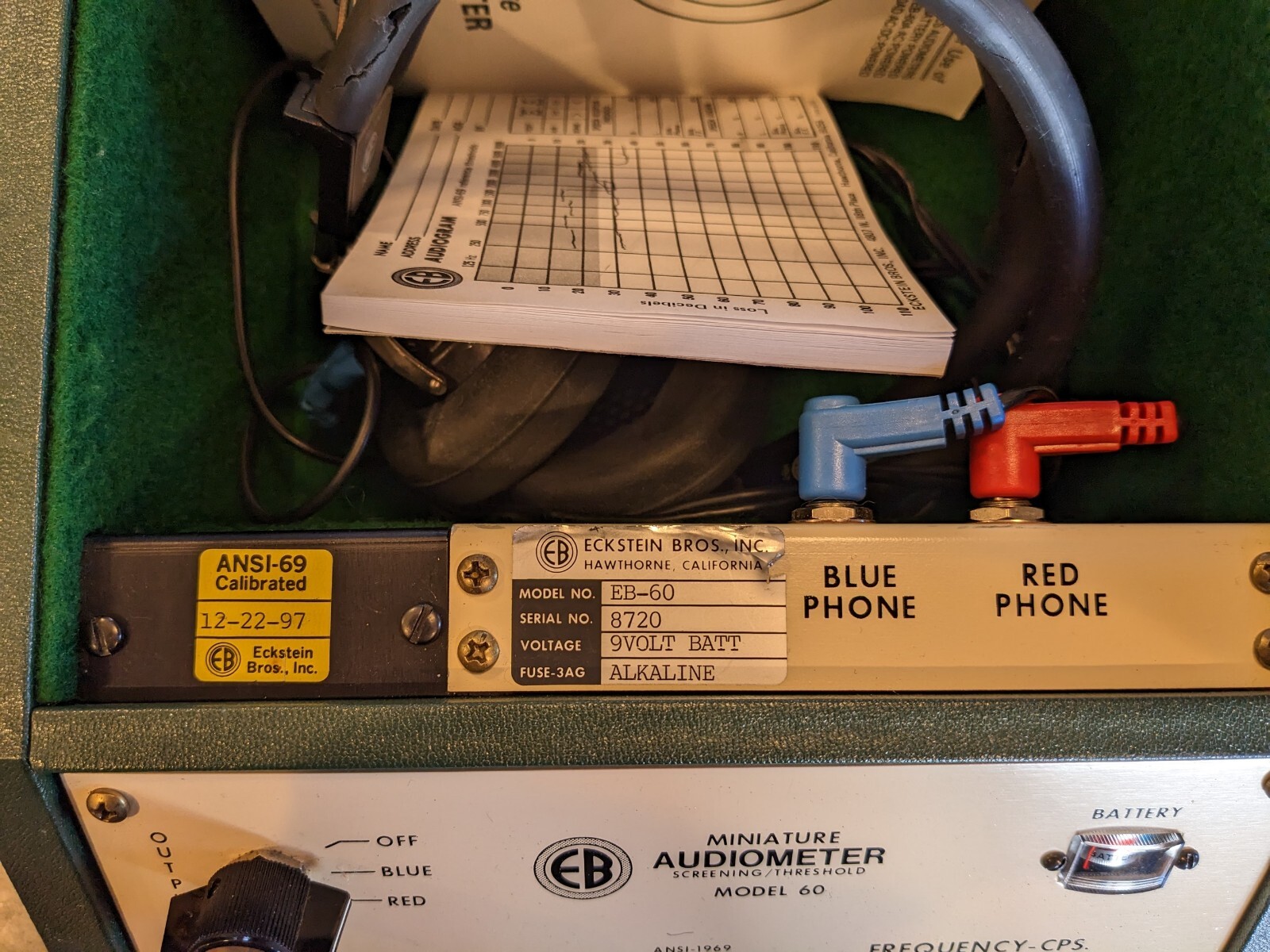 Eckstein Bros Audiometer Model 60. Hearing Tester