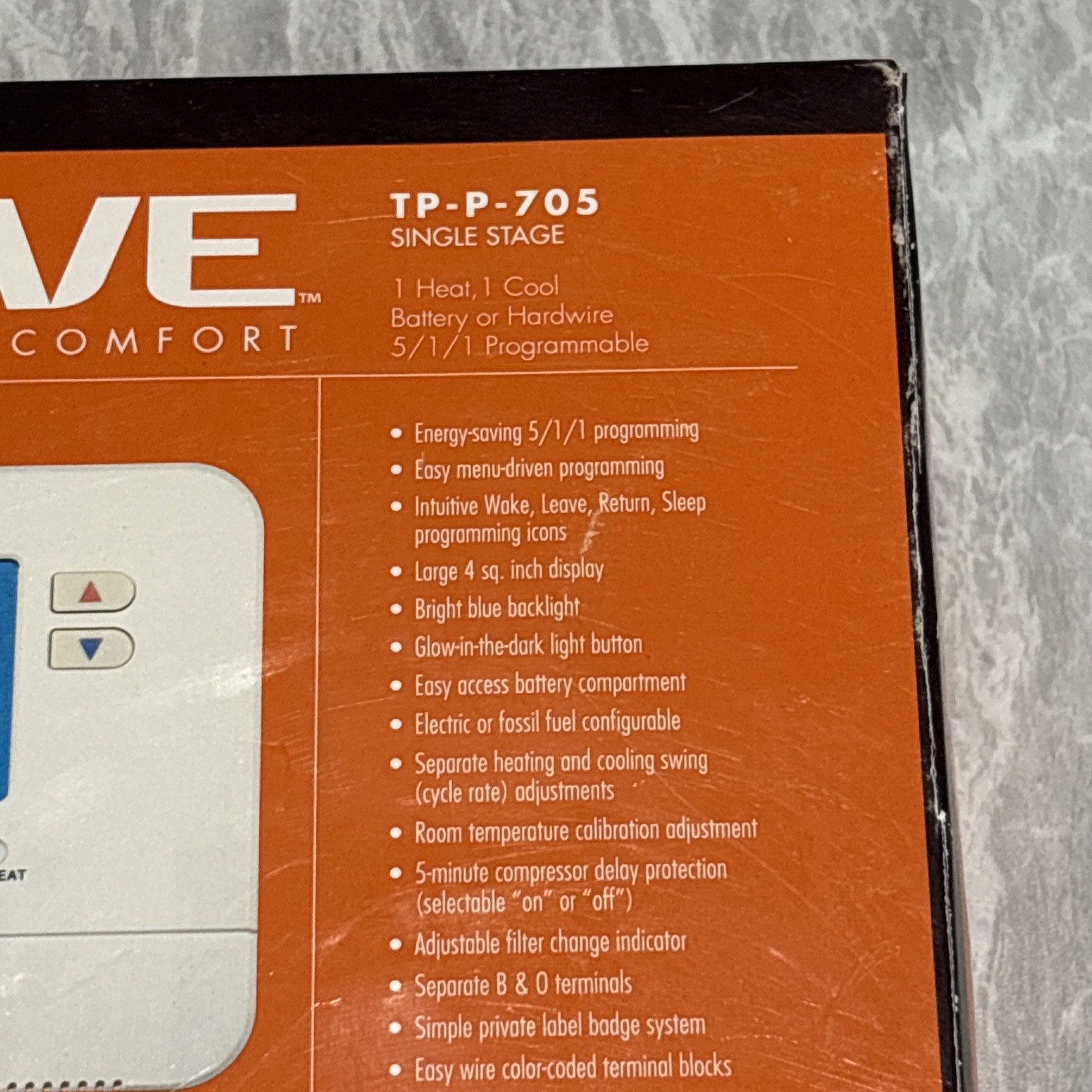VIVE COMFORT TP-P-705 Programmable Thermostat Single Stage (NEW)