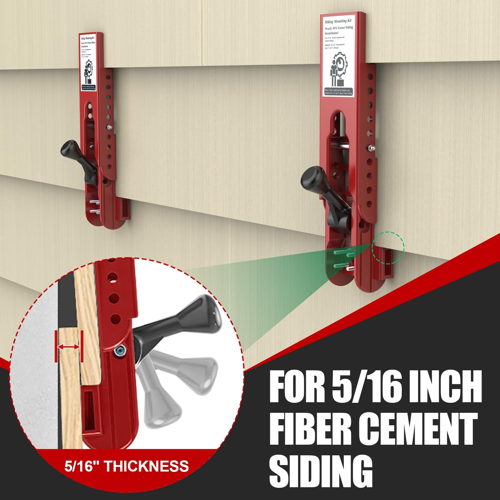 Siding Installation Tools, Mounting Kit, Compatible 5/16- Inch, Red